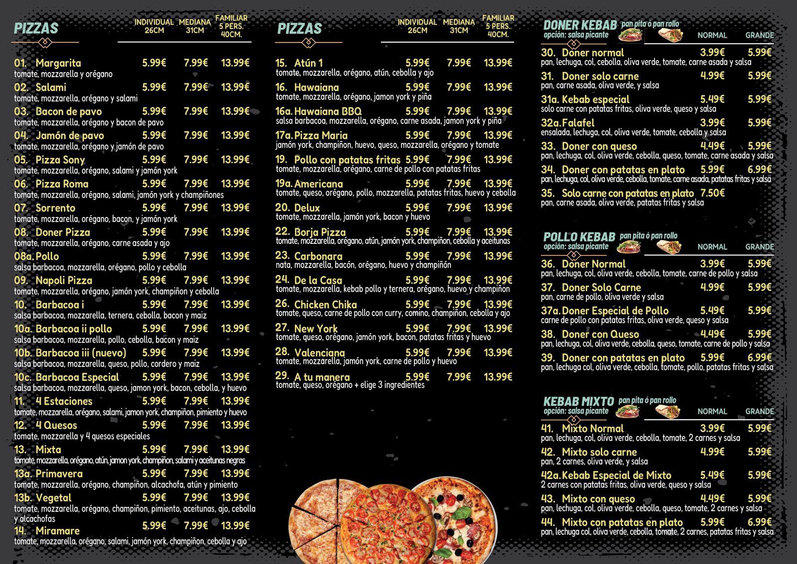 Menú SK Pizza - Página 1